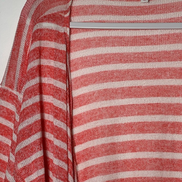 LuLaRoe Coral White Stripe Open Knit Dolman Sleeve Long Duster Cardigan NWOT M‎ - Picture 6 of 15